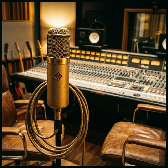 Professional vintage tube microphone and mixing console